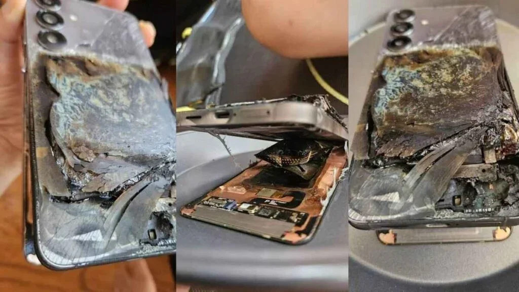 Galaxy S25+ catches fire during charging; Samsung blames user