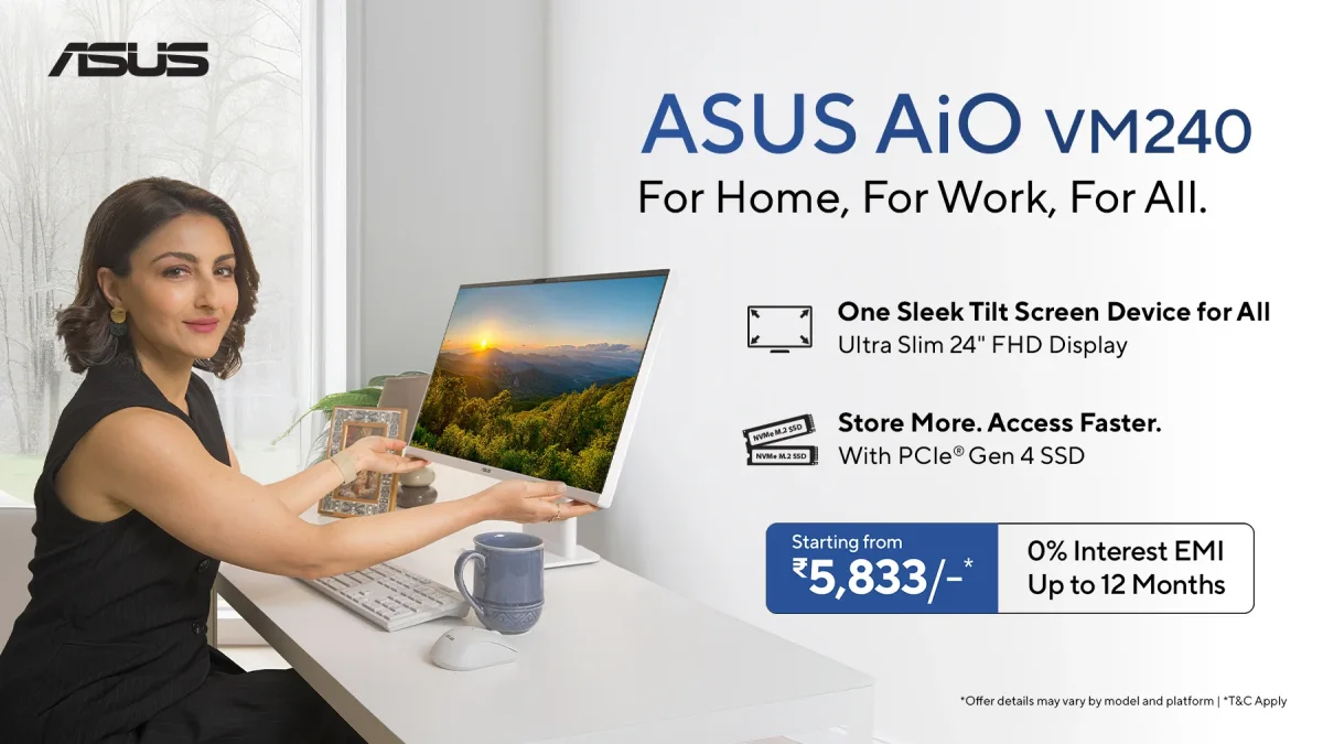 Asus VM240 AiO Launched in India with AMD Ryzen 5, Priced at Rs 66,990