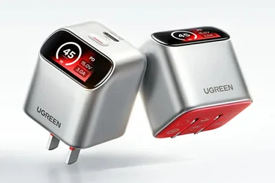Ugreen launches 45W GaN charger with angled display and red base